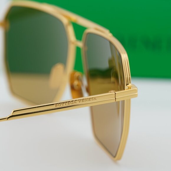 Bottega Veneta BV1012S 008 Aviator Sunglasses - Gold/Nicotine main image 11